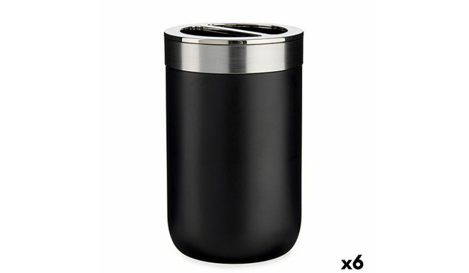 Toothbrush Holder Black Silver Plastic 7,7 x 11,2 x 7,7 cm (6 Units)