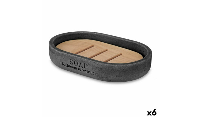 Soap dish Black Resin Bamboo 12,5 x 2,5 x 8,5 cm (6 Units)