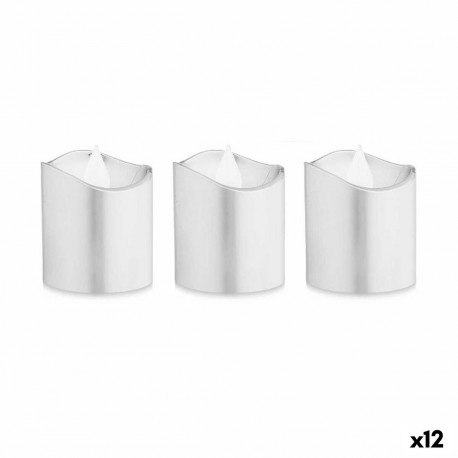 Candle Set Gift Decor 47273 47273 Silver 18 x 14 x 4 cm 3,7 x 3,7 x 5 cm LED (12 Units)