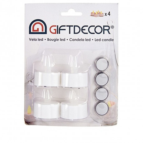 Candle Set Gift Decor LET-04 LET-04 White 4 x 4 x 3,7 cm 13,5 x 17 x 4 cm LED (12 Units)