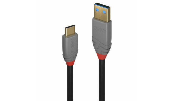 USB A to USB C Cable LINDY 36911 Black Anthracite