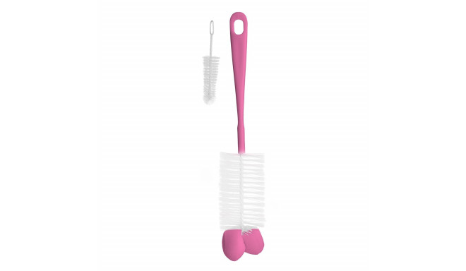 BabyOno Baby bottles and teats brush with mini brush & sponge tip, pink 720/02