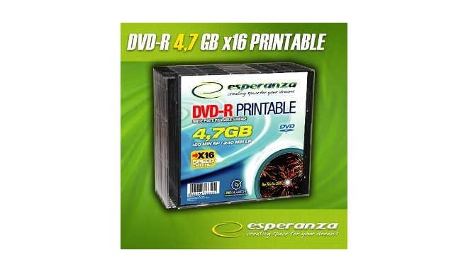 ESPERANZA 1303 - DVD-R Printable [ slim jewel case 10 | 4,7GB | 16x ]
