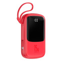 Power Bank BASEUS QPow - 10 000mAh LCD Quick Charge PD 15W with cable to Lightning 8-pin red PPQD-B0