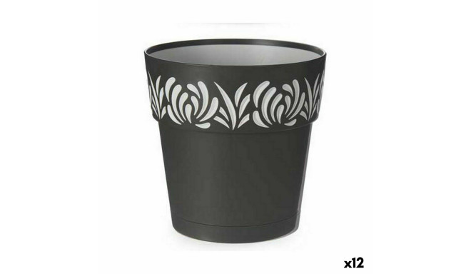 Self-watering flowerpot Stefanplast Gaia Anthracite Plastic 19 x 19 x 19 cm (12 Units)