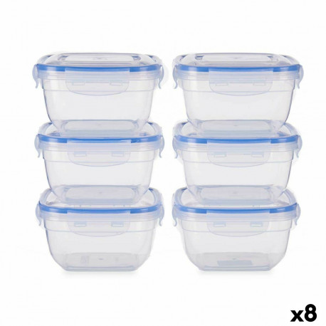 Set of lunch boxes Leknes 30103 30103 Blue Transparent polypropylene Plastic 900 ml Hermetic (8 Unit
