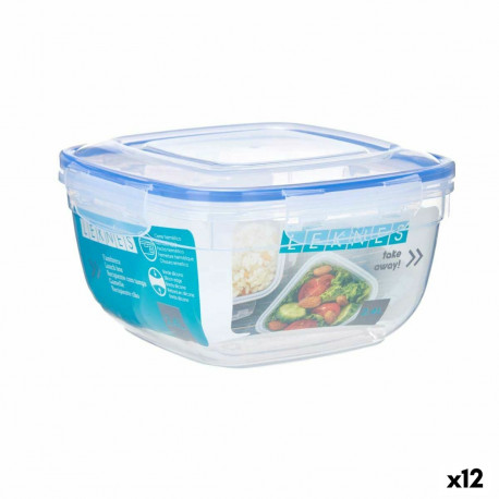 Hermetic Lunch Box Leknes 30105 30105 Transparent Plastic Squared 2,4 L (12 Units)