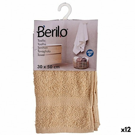 Bath towel Berilo 89656 89656 Cream 80 % cotton 20 % Polyester 30 x 50 cm 25 x 1,5 x 15 cm (12 Units