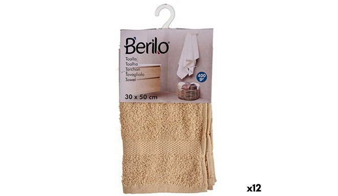 Bath towel Berilo 89656 89656 Cream 80 % cotton 20 % Polyester 30 x 50 cm 25 x 1,5 x 15 cm (12 Units