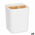 Toothbrush Holder White Bamboo polypropylene 9 x 11 x 9 cm (6 Units)