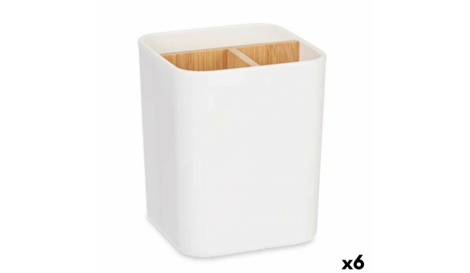 Toothbrush Holder White Bamboo polypropylene 9 x 11 x 9 cm (6 Units)