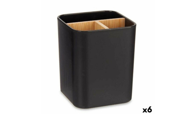 Toothbrush Holder Black Bamboo polypropylene 9 x 11 x 9 cm (6 Units)