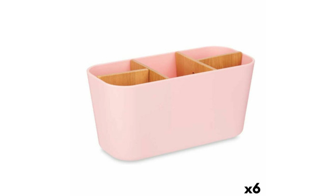 Toothbrush Holder Pink Bamboo polypropylene 21 x 10 x 9 cm (6 Units)