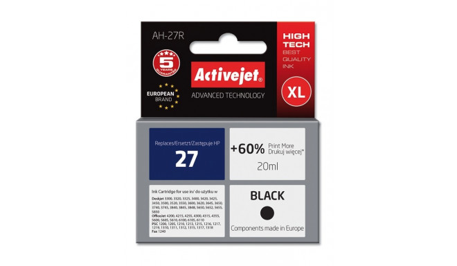 Activejet AH-27R Ink cartridge (replacement for HP 27 C8727A; Premium; 20 ml; black)