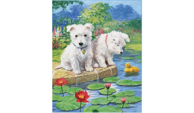 Diamond mosaic - Dogs by the pond