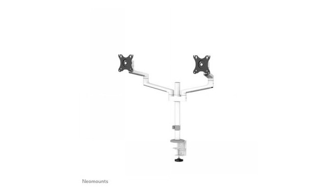 NEOMOUNTS SCREEN DESK MOUNT FOR TWO MONITORS, WHITE (CLAMP+GROMMET)