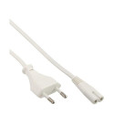 InLine power cable, Euro male / Euro8 male, white, 1.5m