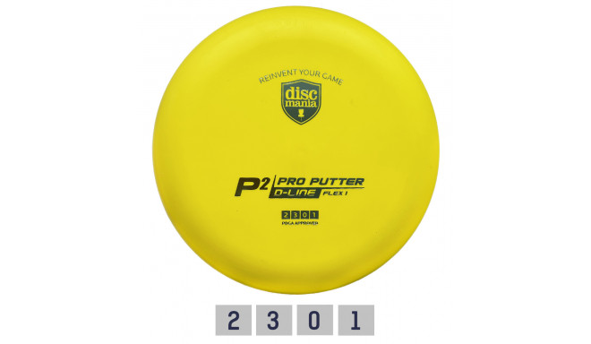 Discgolf DISCMANIA Putter D-LINE P2 FLEX 1 Yellow 2/3/0/1