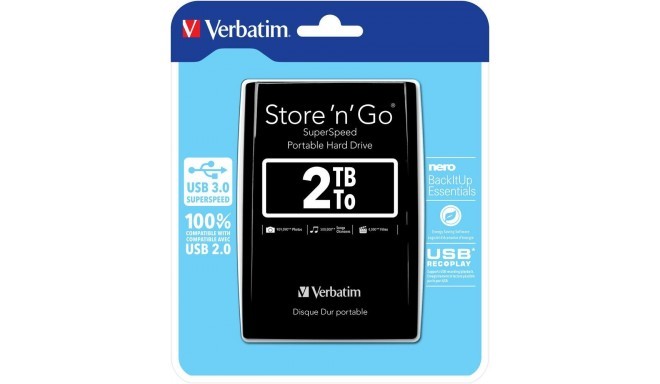 Verbatim väline kõvaketas 2TB Store 'n' Go 2.5" USB 3.0, must