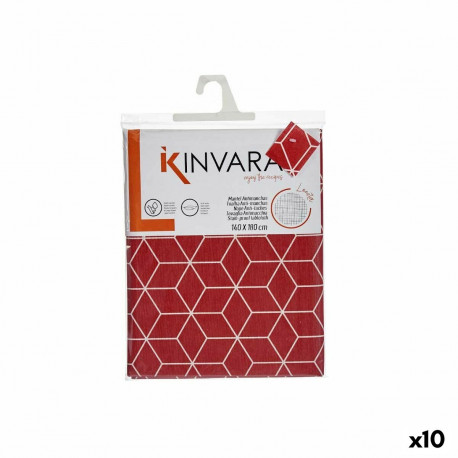 Stain-proof tablecloth Kinvara CUBIC-26195-1 CUBIC-26195-1 White Maroon Thin canvas Anti-stain Abstr