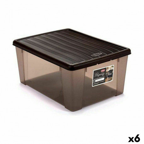 kaanega säilituskarp Stefanplast Elegance Pruun Plastmass 15 L 29 x 17 x 39 cm (6 Ühikut)