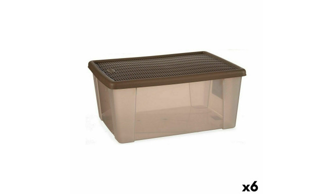 kaanega säilituskarp Stefanplast 30854 Elegance Pruun Poolläbipaistev Helepruun Plastmass (6 Ühikut)