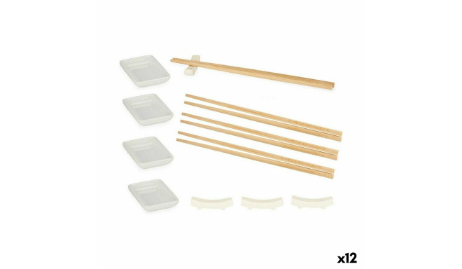 Sushi Set White Ceramic (12 Pieces) (12 Units)