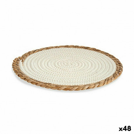 Table Mat Gift Decor 89716 89716 White Natural Natural Fibre 30 x 1 x 30 cm (48 Units)