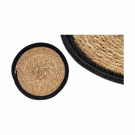 Table Mat Gift Decor 89714 89714 Black Natural Natural Fibre 30 x 1 x 30 cm (48 Units)