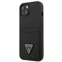 Guess kaitseümbris iPhone 13 mini Saffiano Double Card Triangle, must (GUHCP13SPSATPK)