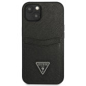 Guess kaitseümbris iPhone 13 mini Saffiano Double Card Triangle, must (GUHCP13SPSATPK)