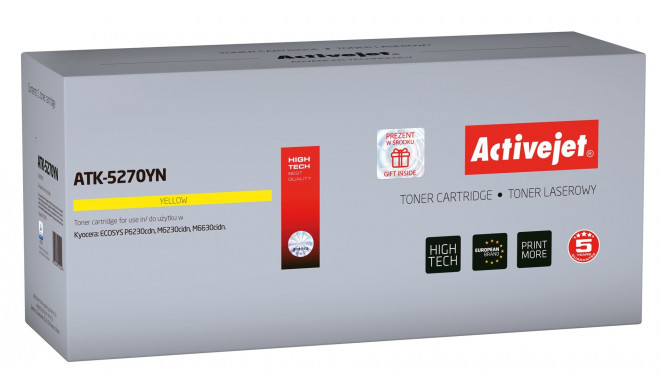Activejet ATK-5270YN tooneri kassett (asendus Kyocera TK-5270Y; Supreme; 6000 lehte; kollane)