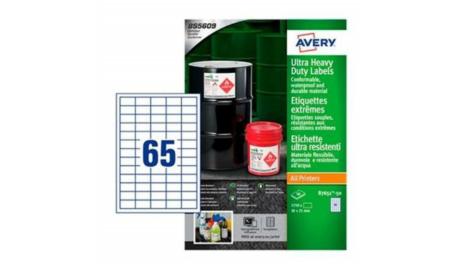 Labels Avery White Paper 50 Sheets 38 x 21,2 mm