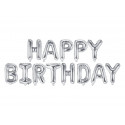 Foolium õhupallid sünnipäevakaunistus Happy Birthday hõbedane 340cm x 35cm