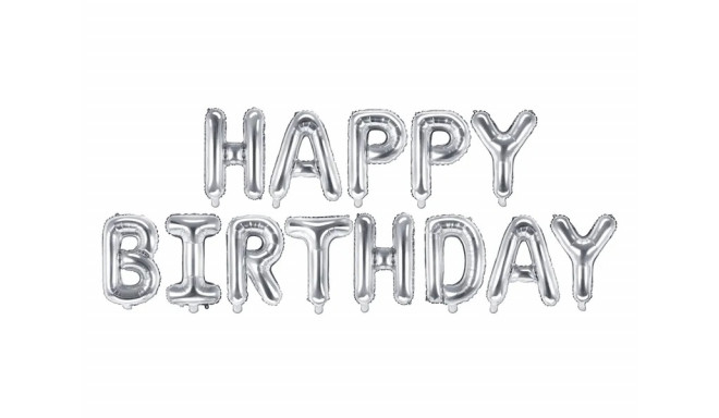 Foolium õhupallid sünnipäevakaunistus Happy Birthday hõbedane 340cm x 35cm