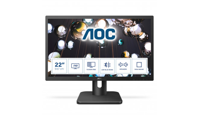 AOC 22E1D - 21.5 - LED - black - HDMI - VGA - DVI - FullHD