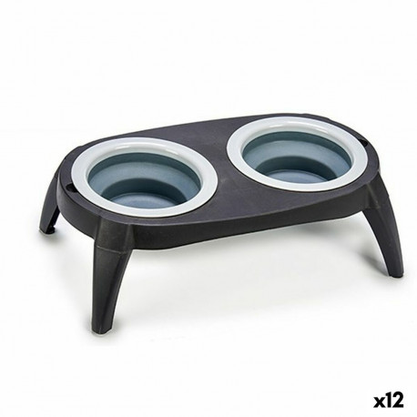 Pet feeding dish Mascow MC1945 MC1945 Black Silicone Plastic Foldable 9 x 39 x 9 cm (12 Units)