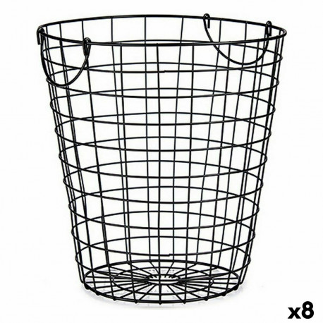 Basket Kinvara W5759-M W5759-M Black Metal Steel With handles (8 Units)