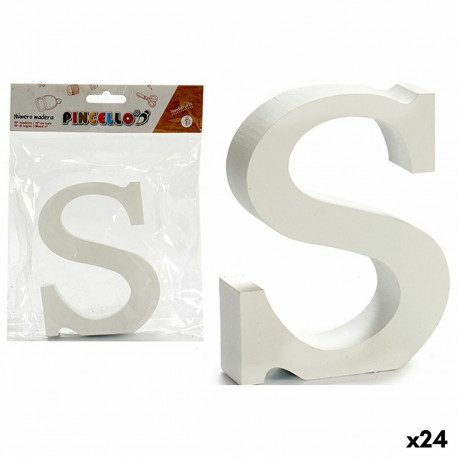 Letter Pincello 1711055 S White Wood 2 x 16 x 14,5 cm (24 Units)