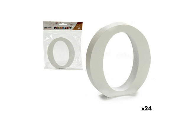 Letter O White Wood 2 x 16 x 14,5 cm (24 Units)