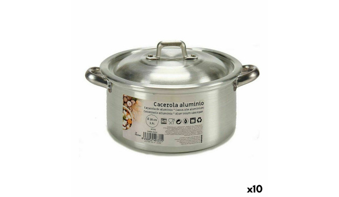 Casserole with lid Kinvara 100003 100003 Silver 1,5 L 18 x 10 x 23,5 cm 23,5 x 10 x 18 cm (10 Units)