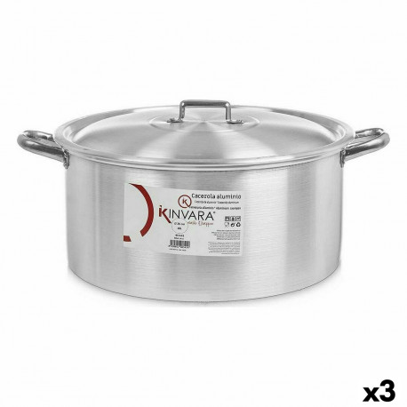 Casserole with lid Kinvara 100013 100013 Silver 18 L 48,5 x 22 x 39 cm (3 Units)