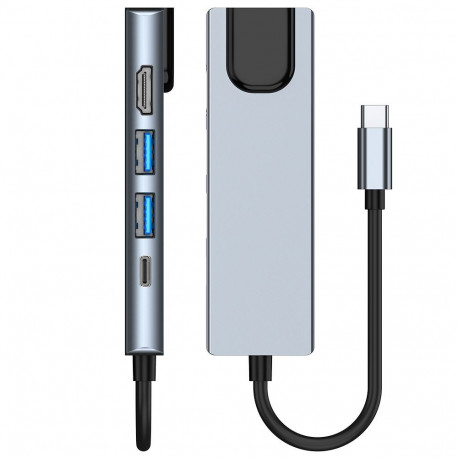 Tech-Protect USB hub 5in1, grey