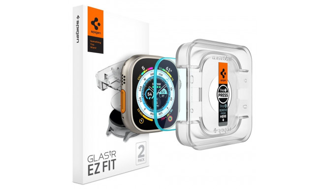 SZKŁO HARTOWANE SPIGEN GLAS.TR ”EZ FIT” 2-PACK APPLE WATCH ULTRA 1 / 2 / 3 (49 MM) CLEAR