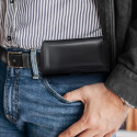 ROYAL - Leather universal belt holster / black - Size M - for IPHONE 12 MINI / 13 MINI / SAMSUNG A40