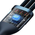 BASEUS cable 3in1 Flash Series II USB A to Micro + Lightning 8-pin + Type C 100W 1.2m blue CASS03010