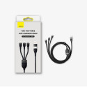 BASEUS cable 3in1 Flash Series II USB A to Micro + Lightning 8-pin + Type C 100W 1.2m blue CASS03010