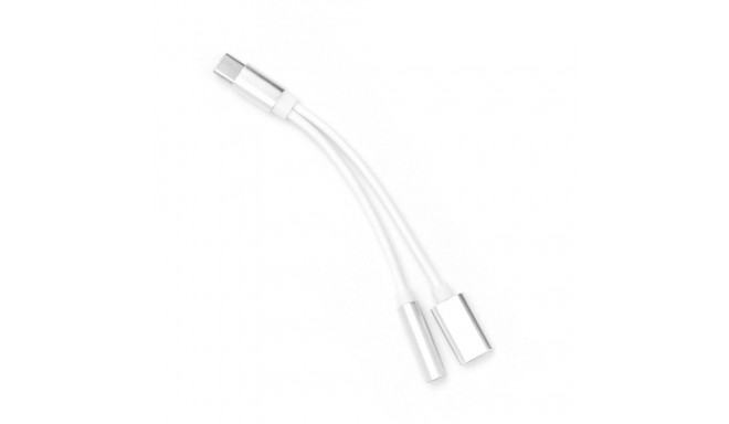 Adapter AUX 2in1 Type C (male) to Type C (female) / Jack 3,5 mm (female) white