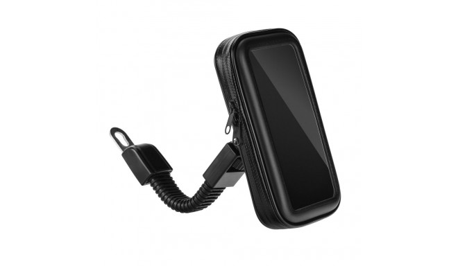 Motorcycle holder for mobile phone waterproof with zip ( 4,8" - 5,5" ) black