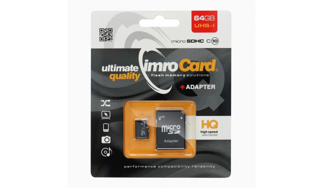 IMRO memory card microSD 64GB 100MB/s class 10 UHS I with adapter SD